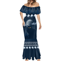 Yule Cat Christmas Mermaid Dress Jolakotturinn Snowy Night - Wonder Print Shop