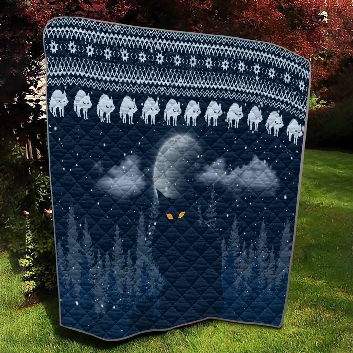 Yule Cat Christmas Quilt Jolakotturinn Snowy Night - Wonder Print Shop