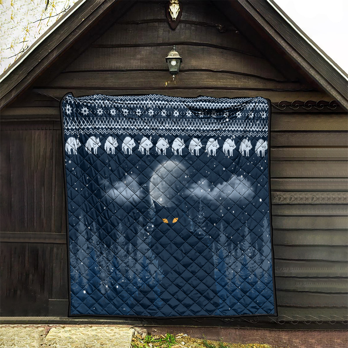 Yule Cat Christmas Quilt Jolakotturinn Snowy Night - Wonder Print Shop