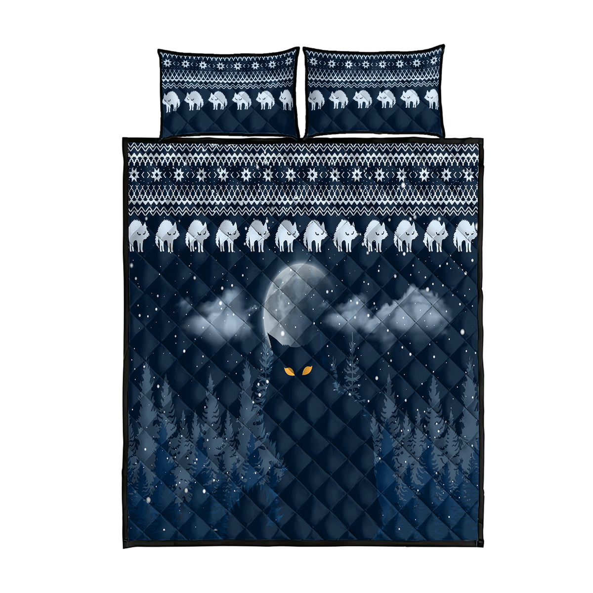 Yule Cat Christmas Quilt Bed Set Jolakotturinn Snowy Night - Wonder Print Shop
