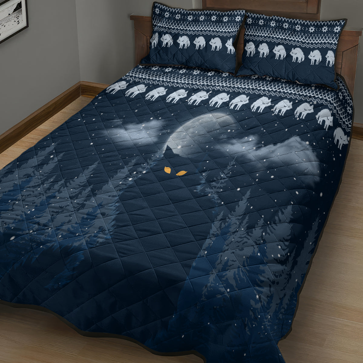 Yule Cat Christmas Quilt Bed Set Jolakotturinn Snowy Night - Wonder Print Shop