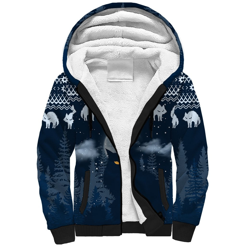 Yule Cat Christmas Sherpa Hoodie Jolakotturinn Snowy Night - Wonder Print Shop