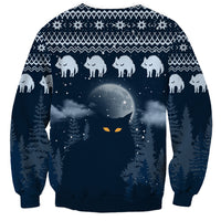 Yule Cat Christmas Sweatshirt Jolakotturinn Snowy Night - Wonder Print Shop