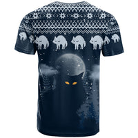 Yule Cat Christmas T Shirt Jolakotturinn Snowy Night - Wonder Print Shop