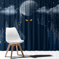 Yule Cat Christmas Window Curtain Jolakotturinn Snowy Night - Wonder Print Shop