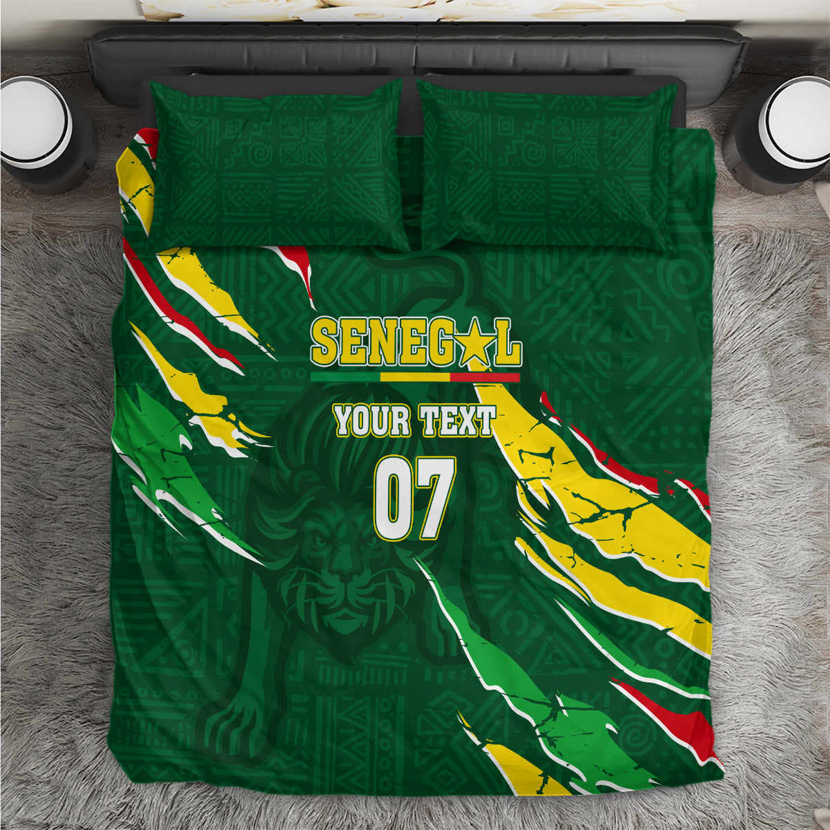 Custom Senegal Football Bedding Set Nations Cup 2024 Tranga Lions LT7 - Wonder Print Shop