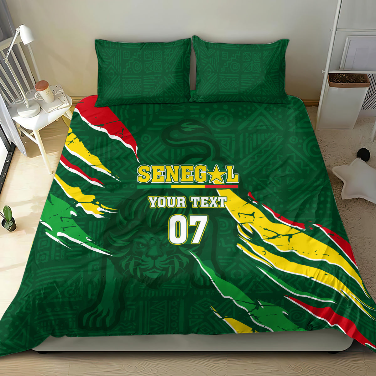 Custom Senegal Football Bedding Set Nations Cup 2024 Tranga Lions LT7 - Wonder Print Shop