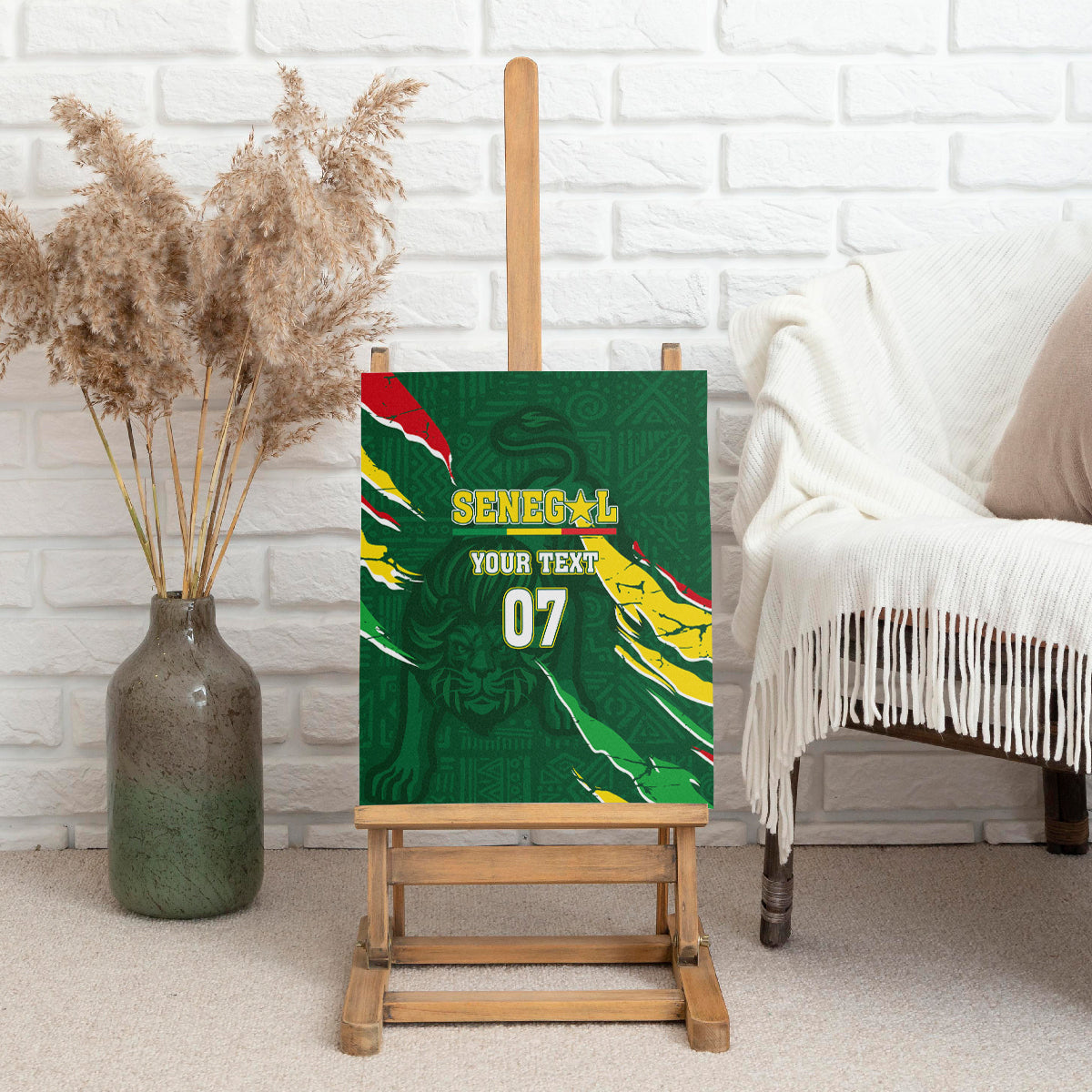 Custom Senegal Football Canvas Wall Art Nations Cup 2024 Tranga Lions LT7 - Wonder Print Shop