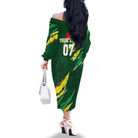 Custom Senegal Football Family Matching Off Shoulder Long Sleeve Dress and Hawaiian Shirt Nations Cup 2024 Tranga Lions - Wonder Print Shop