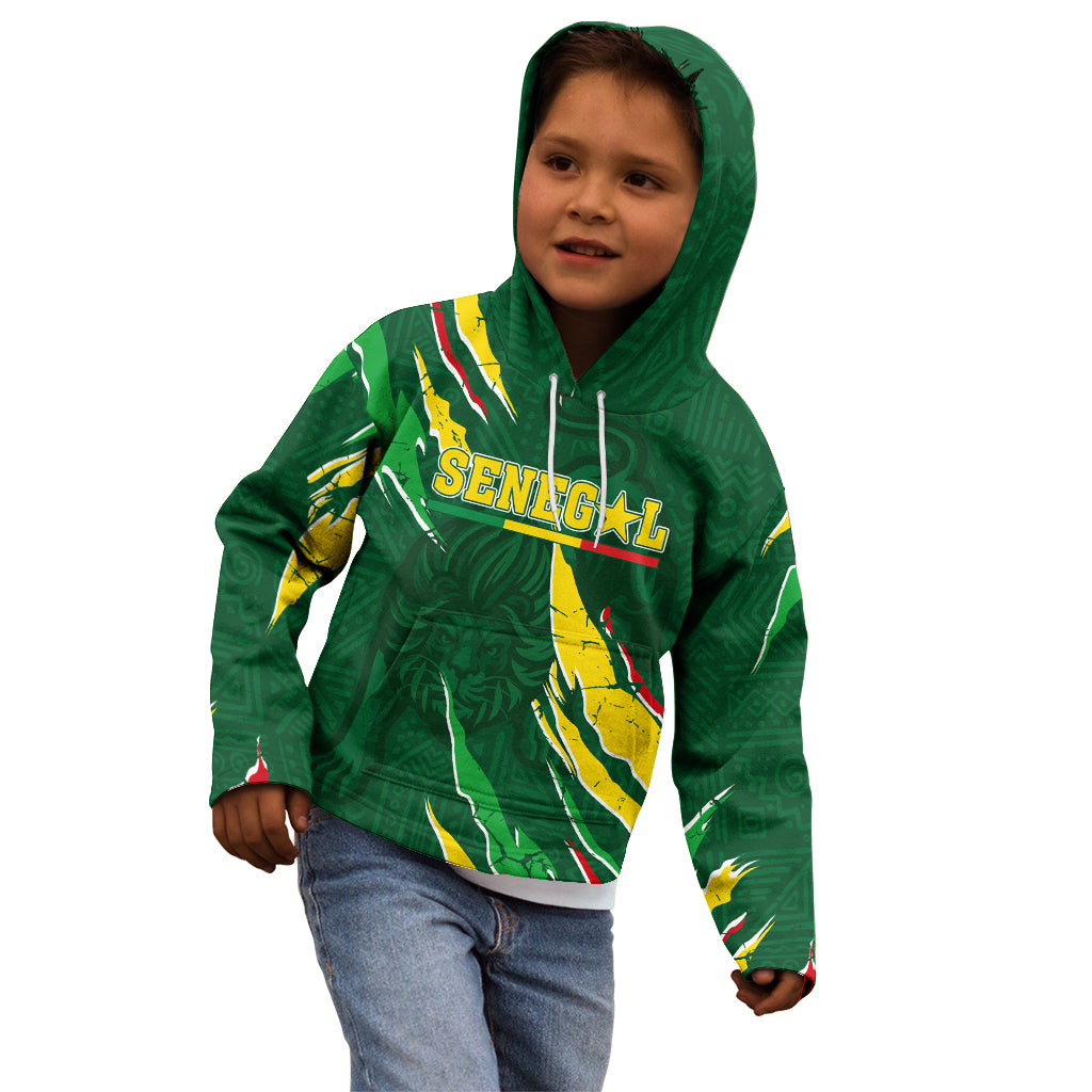 Custom Senegal Football Kid Hoodie Nations Cup 2024 Tranga Lions - Wonder Print Shop