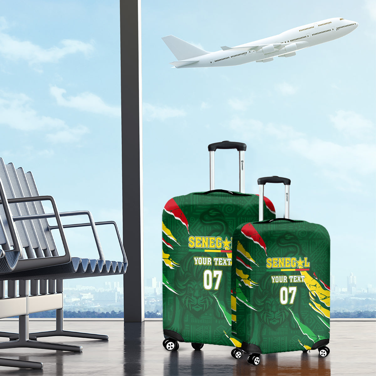 Custom Senegal Football Luggage Cover Nations Cup 2024 Tranga Lions - Wonder Print Shop