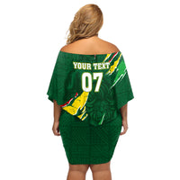 Custom Senegal Football Off Shoulder Short Dress Nations Cup 2024 Tranga Lions - Wonder Print Shop