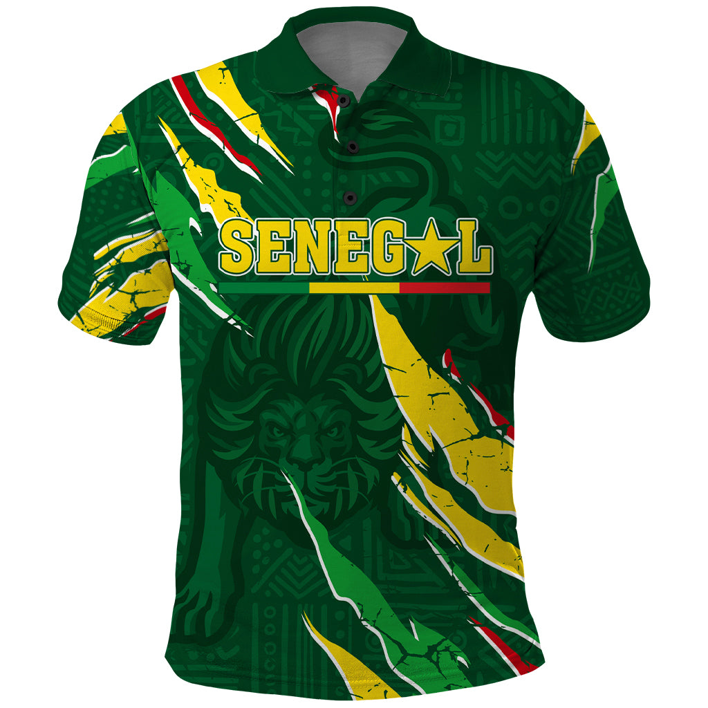 Custom Senegal Football Polo Shirt Nations Cup 2024 Tranga Lions - Wonder Print Shop