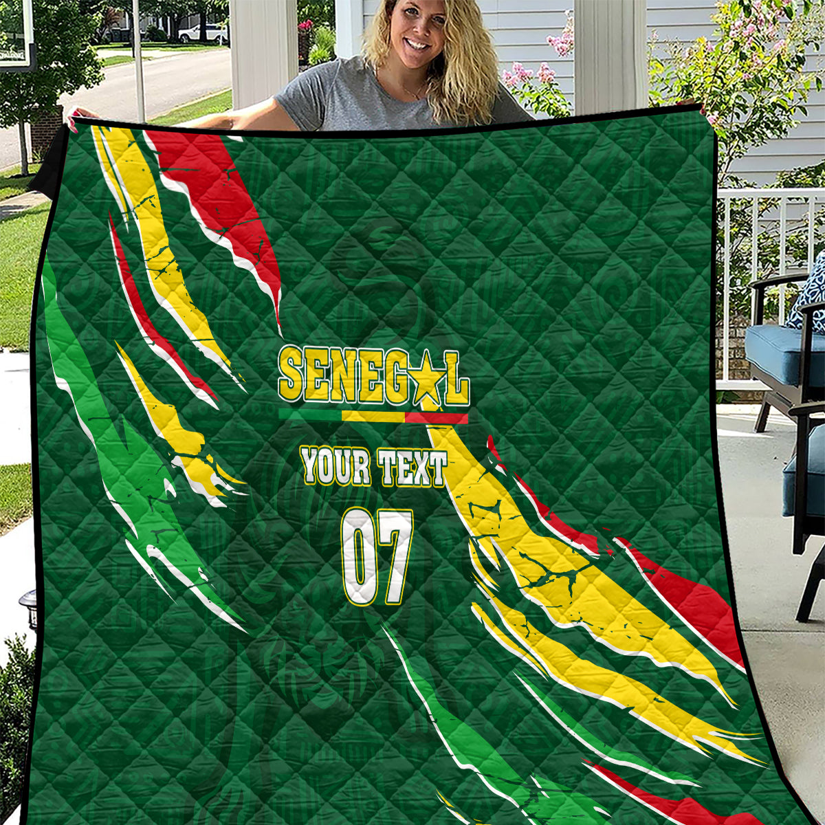 Custom Senegal Football Quilt Nations Cup 2024 Tranga Lions - Wonder Print Shop