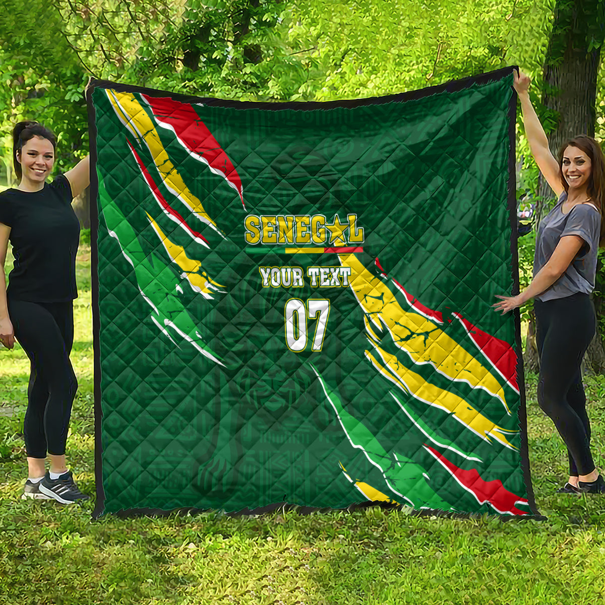 Custom Senegal Football Quilt Nations Cup 2024 Tranga Lions - Wonder Print Shop