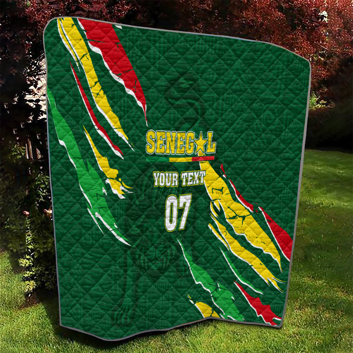 Custom Senegal Football Quilt Nations Cup 2024 Tranga Lions - Wonder Print Shop