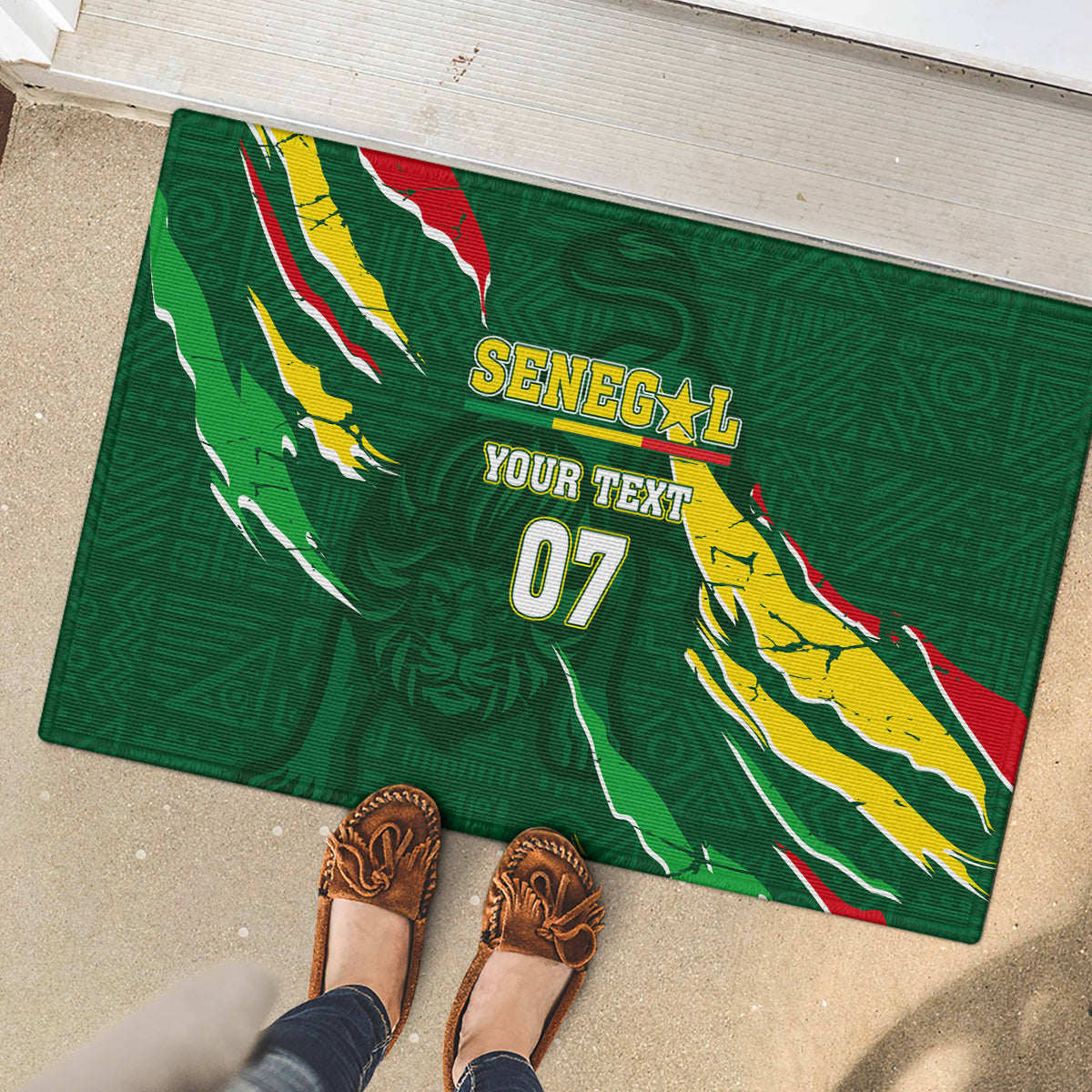 Custom Senegal Football Rubber Doormat Nations Cup 2024 Tranga Lions - Wonder Print Shop