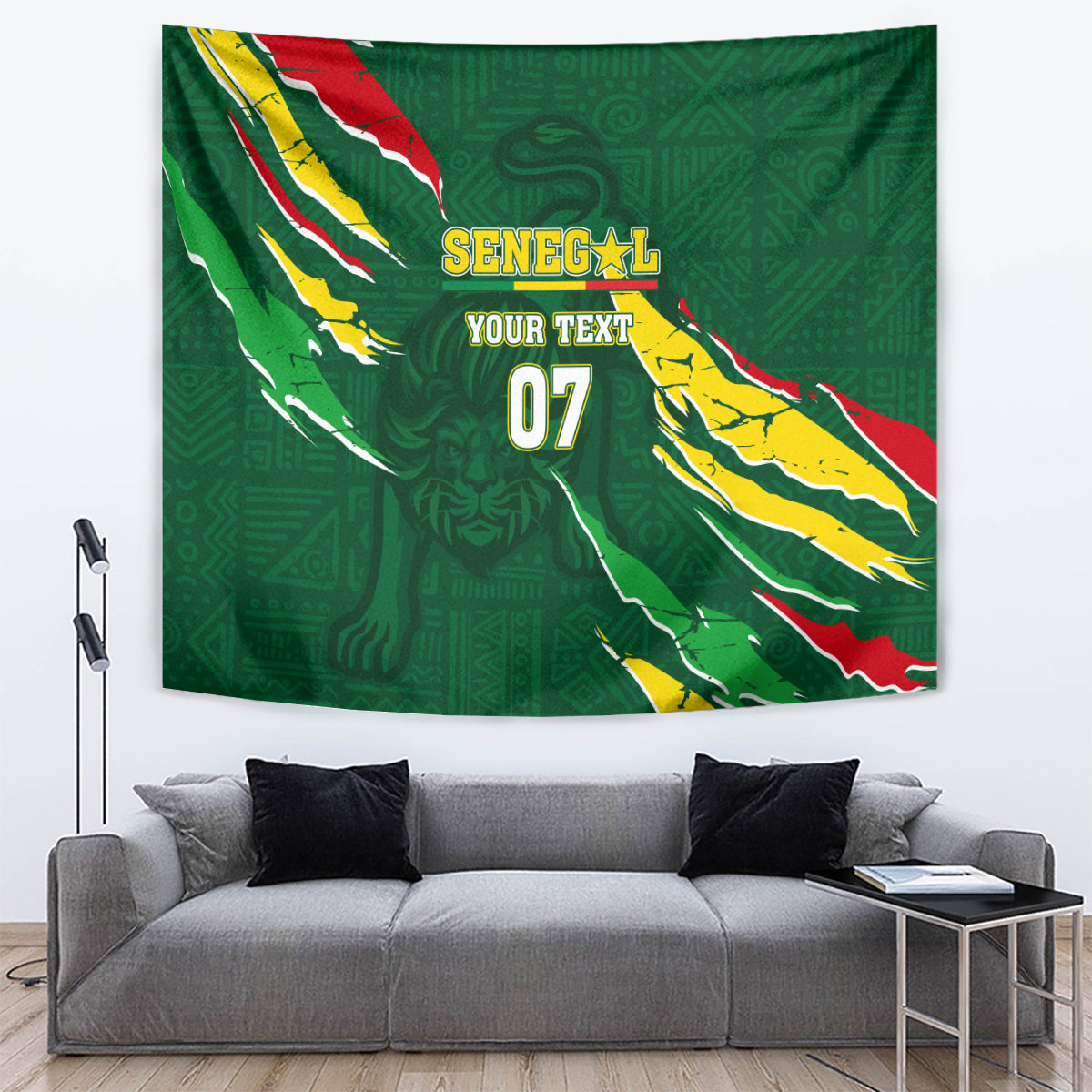 Custom Senegal Football Tapestry Nations Cup 2024 Tranga Lions - Wonder Print Shop