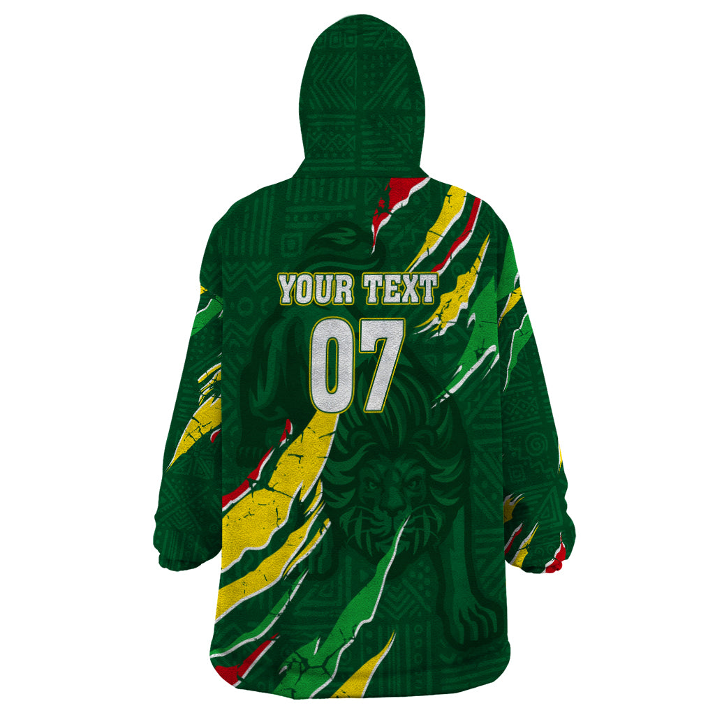 Custom Senegal Football Wearable Blanket Hoodie Nations Cup 2024 Tranga Lions - Wonder Print Shop