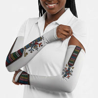 Habesha Kemis Inspired Tilet Pattern Arm Sleeves White