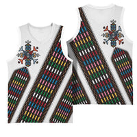 Habesha Kemis Inspired Tilet Pattern Basketball Jersey White