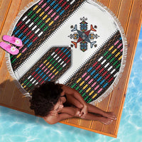 Habesha Kemis Inspired Tilet Pattern Beach Blanket White