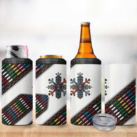 Habesha Kemis Inspired Tilet Pattern 4 in 1 Can Cooler Tumbler White