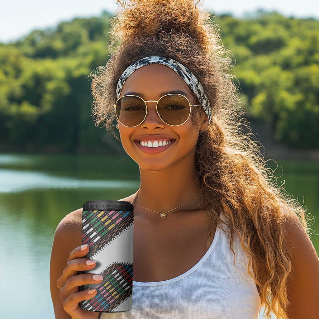 Habesha Kemis Inspired Tilet Pattern 4 in 1 Can Cooler Tumbler White