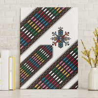 Habesha Kemis Inspired Tilet Pattern Canvas Wall Art White