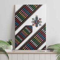 Habesha Kemis Inspired Tilet Pattern Canvas Wall Art White
