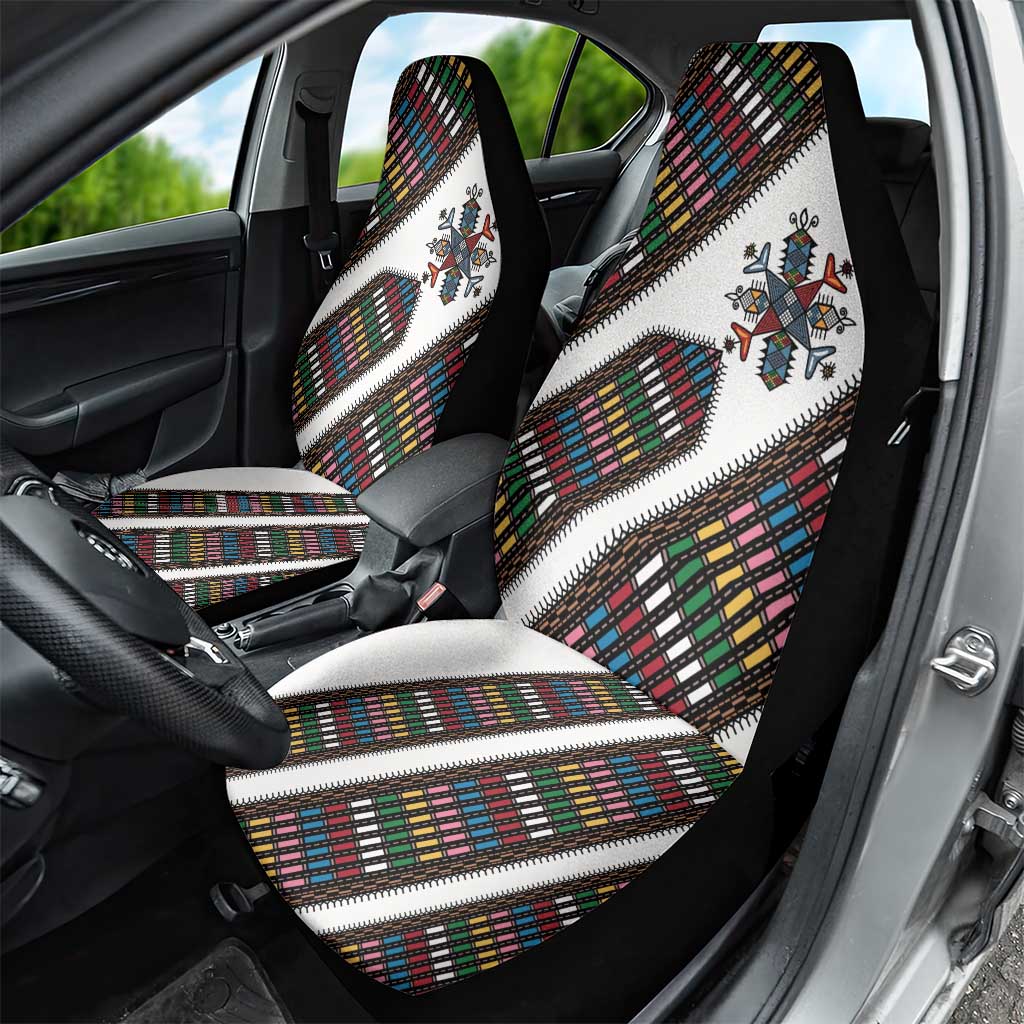 Habesha Kemis Inspired Tilet Pattern Car Seat Cover White
