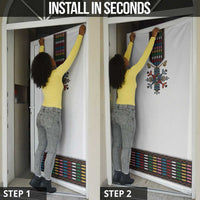 Habesha Kemis Inspired Tilet Pattern Door Cover White