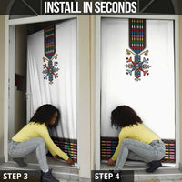 Habesha Kemis Inspired Tilet Pattern Door Cover White