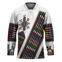 Habesha Kemis Inspired Tilet Pattern Hockey Jersey White