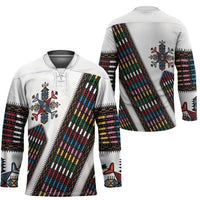 Habesha Kemis Inspired Tilet Pattern Hockey Jersey White