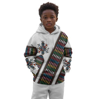 Habesha Kemis Inspired Tilet Pattern Kid Hoodie White