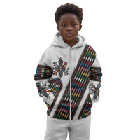 Habesha Kemis Inspired Tilet Pattern Kid Hoodie White
