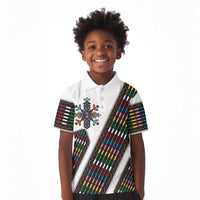 Habesha Kemis Inspired Tilet Pattern Kid Polo Shirt White