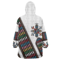 Habesha Kemis Inspired Tilet Pattern Kid Wearable Blanket Hoodie White