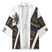 Habesha Kemis Inspired Tilet Pattern Kimono White