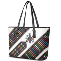Habesha Kemis Inspired Tilet Pattern Leather Tote Bag White