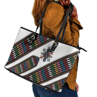 Habesha Kemis Inspired Tilet Pattern Leather Tote Bag White