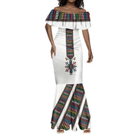 Habesha Kemis Inspired Tilet Pattern Mermaid Dress White