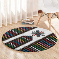 Habesha Kemis Inspired Tilet Pattern Round Carpet White