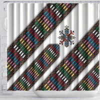 Habesha Kemis Inspired Tilet Pattern Shower Curtain White