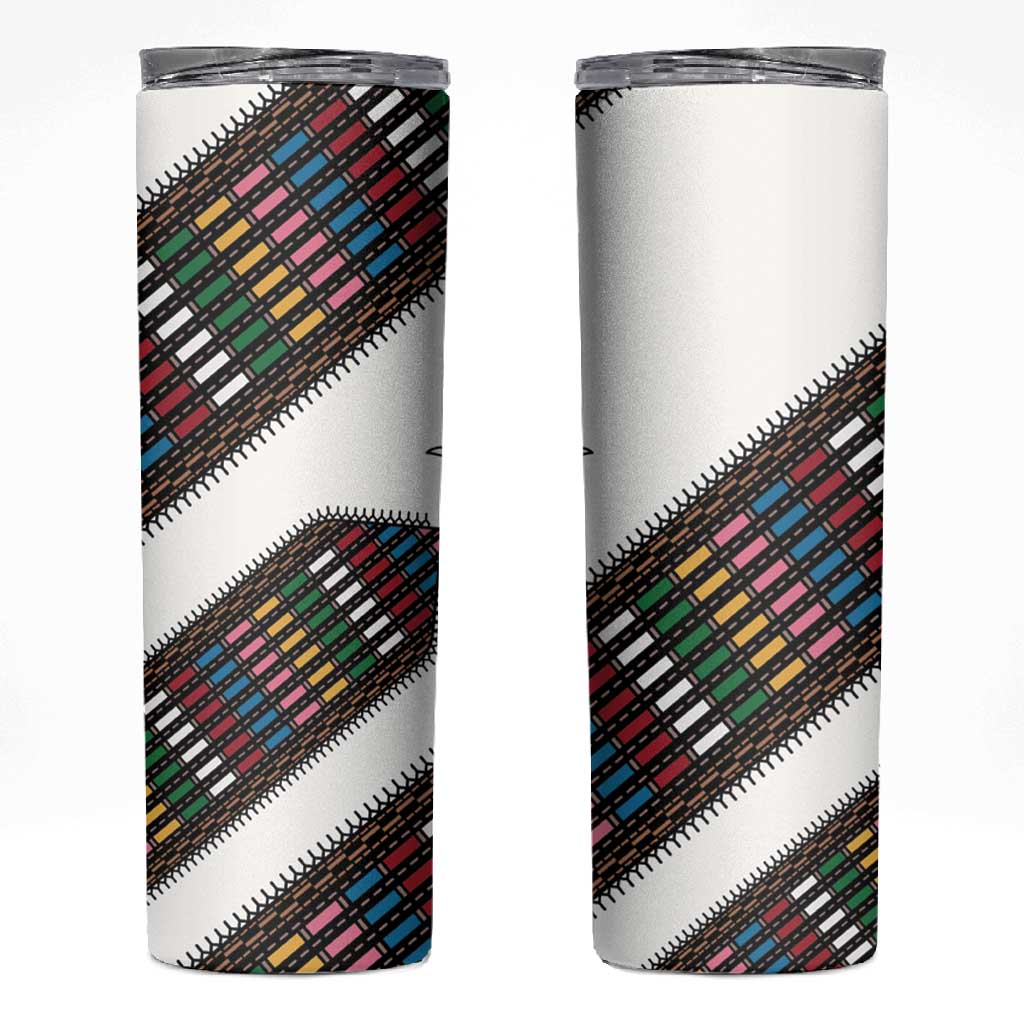 Habesha Kemis Inspired Tilet Pattern Skinny Tumbler White