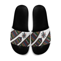 Habesha Kemis Inspired Tilet Pattern Slide Sandals White