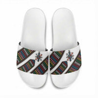 Habesha Kemis Inspired Tilet Pattern Slide Sandals White