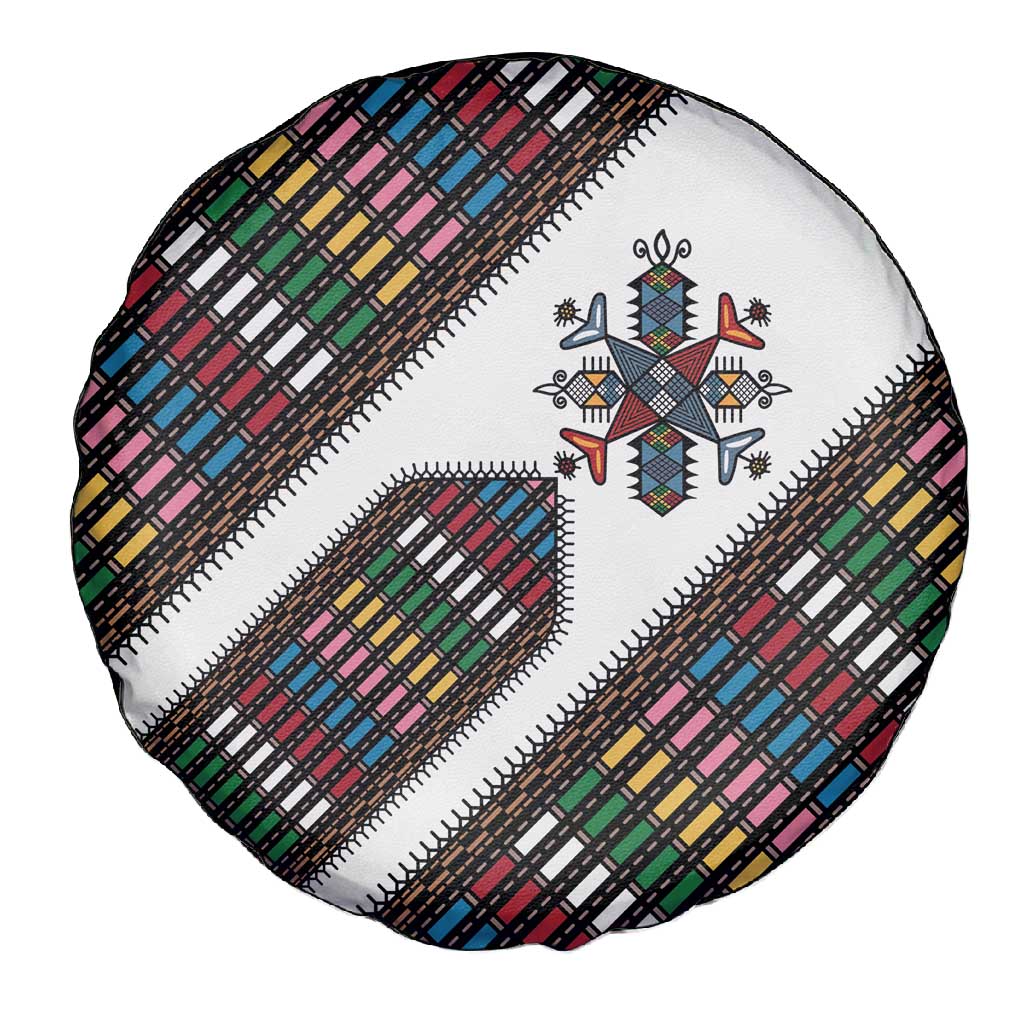 Habesha Kemis Inspired Tilet Pattern Spare Tire Cover White