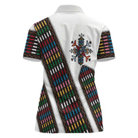 Habesha Kemis Inspired Tilet Pattern Women Polo Shirt White
